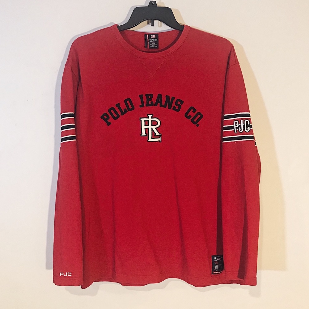 Long-Sleeve Red Polo Jeans Co Shirt